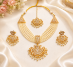 women's luxury gold tone crystal party wear jewellery set