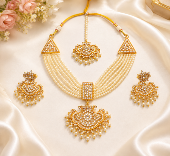 women's luxury gold tone crystal party wear jewellery set