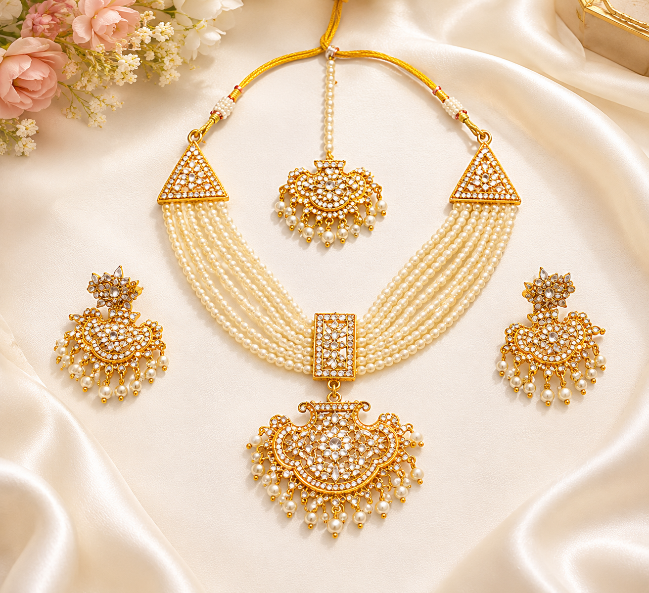 women's luxury gold tone crystal party wear jewellery set women's luxury gold tone crystal party wear jewellery set