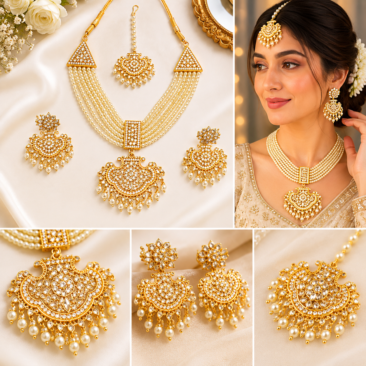 women's luxury gold tone crystal party wear jewellery set women's luxury gold tone crystal party wear jewellery set