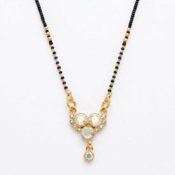 women's crystal studded gold tone mangalsutra necklace