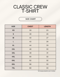 Mahamritunjaya Mantra | Unisex Classic Crew T-Shirt 1744980287sizechart 1.webp