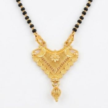 women's designer gold tone mangalsutra necklace