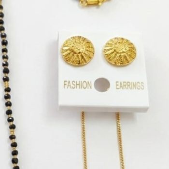 Vedisha Homepage women's traditional gold tone mangalsutra pendant set with earrings