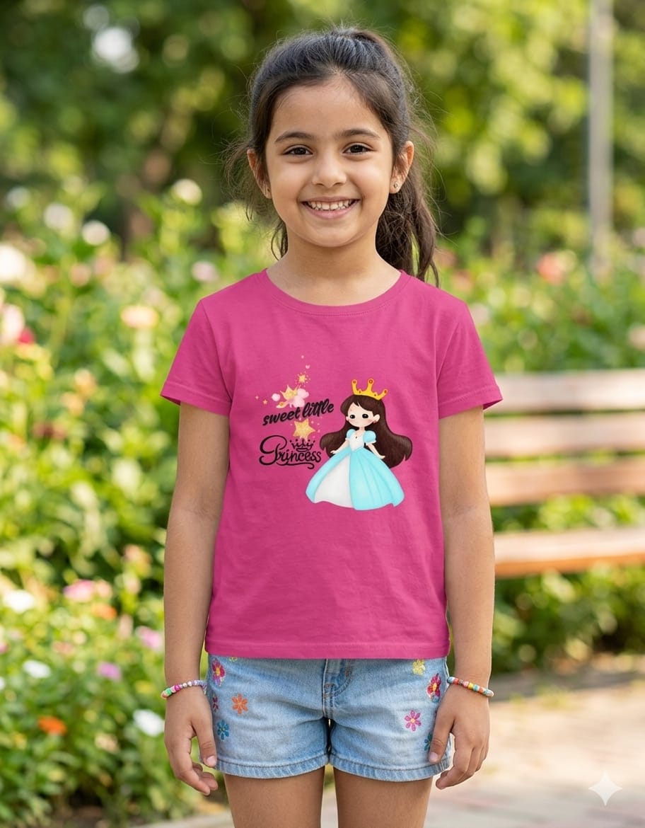 sweet little princess | girl's crew neck kid t shirt sweet little princess | girl's crew neck kid t shirt
