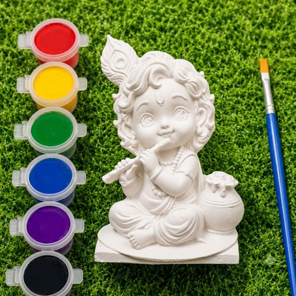 diy krishna painting kit for kids & adults | pre molded kanhaiya idol with 6 vibrant colours & paint brush diy krishna painting kit for kids & adults | pre molded kanhaiya idol with 6 vibrant colours & paint brush