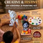 diy krishna painting kit for kids & adults | pre molded kanhaiya idol with 6 vibrant colours & paint brush