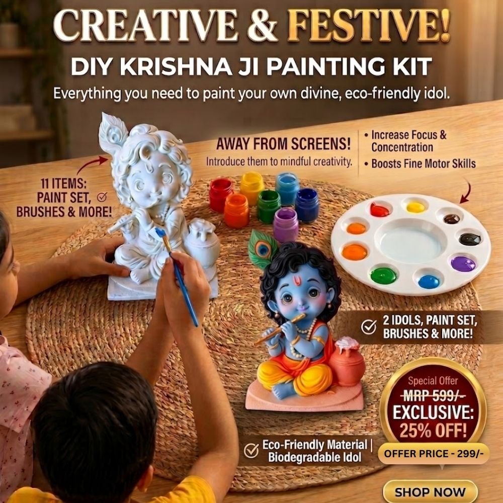 diy krishna painting kit for kids & adults | pre molded kanhaiya idol with 6 vibrant colours & paint brush diy krishna painting kit for kids & adults | pre molded kanhaiya idol with 6 vibrant colours & paint brush