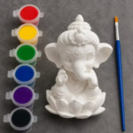 diy ganesh ji painting kit for kids & adults | pre molded ganesh ji idol with 6 vibrant colours & paint brush