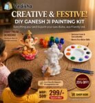 diy ganesh ji painting kit for kids & adults | pre molded ganesh ji idol with 6 vibrant colours & paint brush